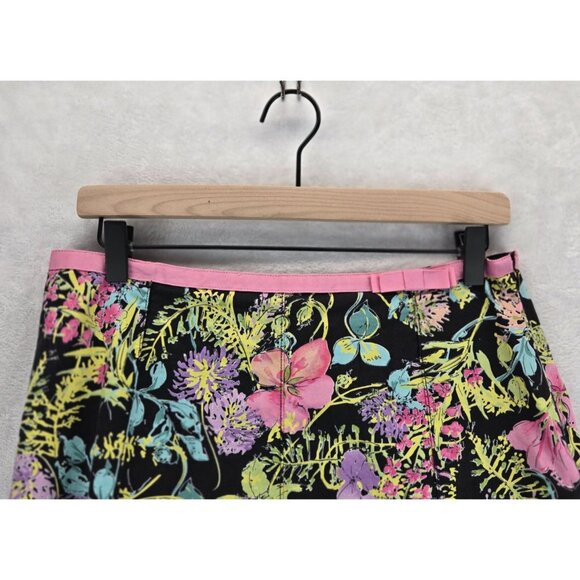 Floral Skirt by Rafaella sz 10 Black Pink A-Line Lined Colorful Preppy Whimsy - Picture 3 of 10
